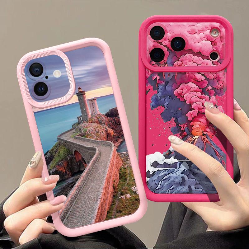 Чехол с принтом «Горная дорога» для iPhone 17 Pro Max Чехол iPhone 16 15 14 13 Pro Max 11 17e 16e Ударопрочный бампер Мягкий силиконовый чехол для телефона