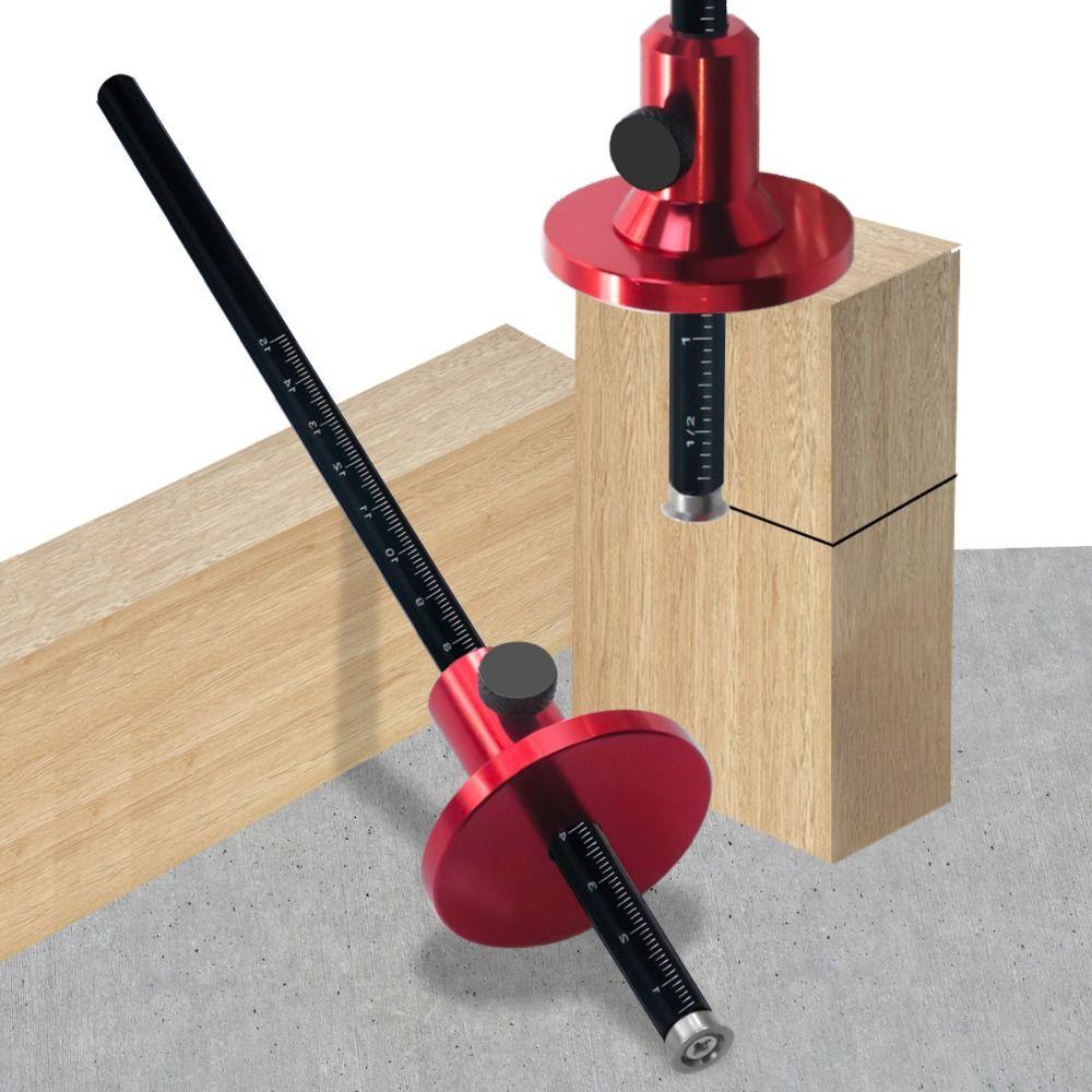 With Inch & MM Scale Wheel Marking Gauge Parallel Line Drawing Adjustable Wood Marking Tools Aluminum Alloy Mortise Measuring
