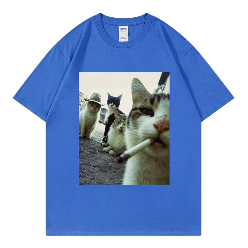 Funny Smoking Cat Meme Graphic T Shirts Unisex Unisex Cool Fashion Short Sleeve TShirt Summer Casual 100Cotton TShirts Streetwear