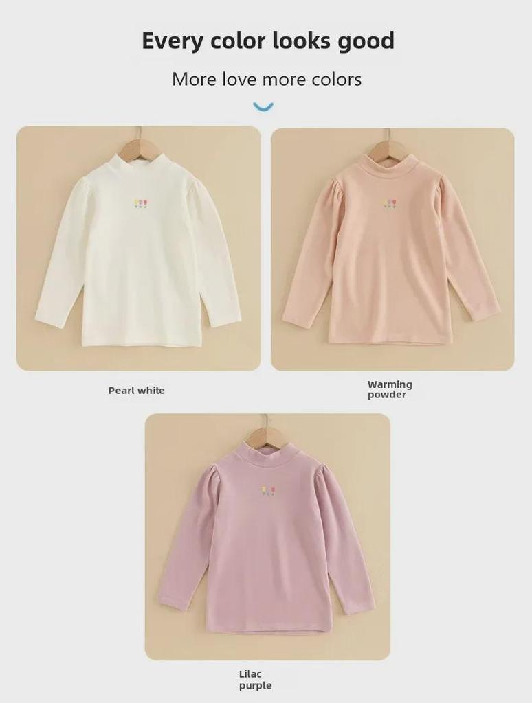 Girls' Thermal Turtleneck Fleece Shirt for Autumn & Winter - New Design