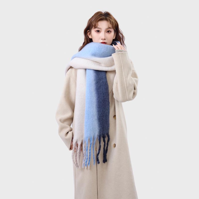 Women's Luxury Mohair Gradient Stripe Winter Scarf & Shawl