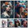 Цветы Шляпа Женщина Алмазная Мозаика Искусство DIY Полный 5D Алмазная Живопись Вышивка Портрет Домашний Декор Новая Коллекция 2023