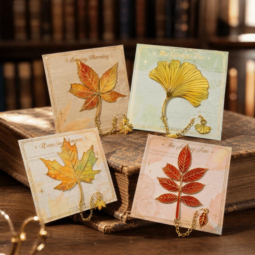 Stationery Leaf Metal Autumn Element Bookmarks Creative Decorative Bookmark Gifts for Book Lovers