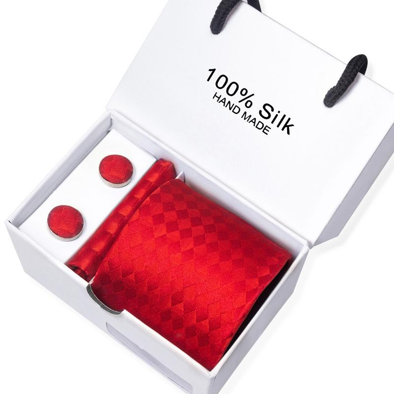 Мужской деловой галстук, квадратный шарф, подарочная коробка, полосатый простой костюм, рубашка, галстук, черный подарочный набор в коробке