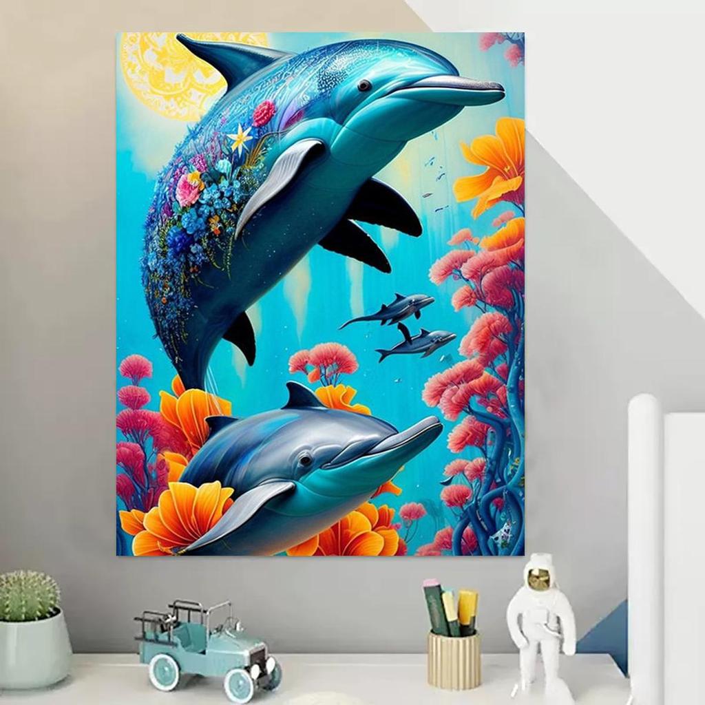 Рамка «сделай сам», картина по номерам, Дельфин, животные, картина по номерам для взрослых, наборы, картина «сделай сам», для украшения дома, 40x50