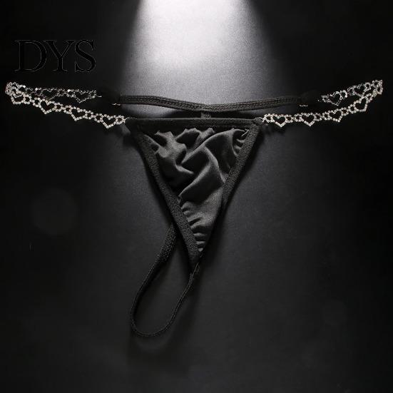 Стринги G-string для женщин Сексуальные стринги с Т-образным задником Низкая посадка Любовь Стразы Нижнее белье Большие размеры Дерзкие Трусики с цепочкой в форме сердца