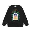 Casablanca Streetwear Oversized Cotton Hoodless Sweatshirt With Letter Print 380g Heavyweight Crewneck Pullover Men