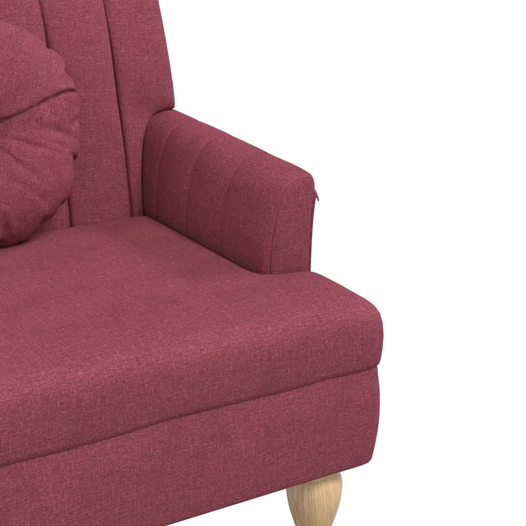 Red Wine Velvet Upholstered Bench with Cushions 113 x 64.5 x 75.5 cm