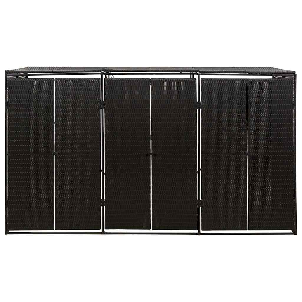 3 Container Waste Bin Enclosure in Black 207 x 80 x 117 cm Poly Rattan
