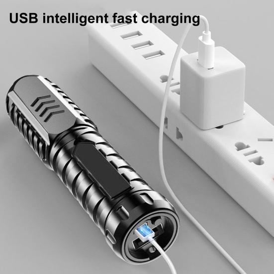 Super Bright LED Flashlight 3 Modes Compact Size Portable IPX7 Waterproof Multifunctional Rechargeable Emergency Flashlight