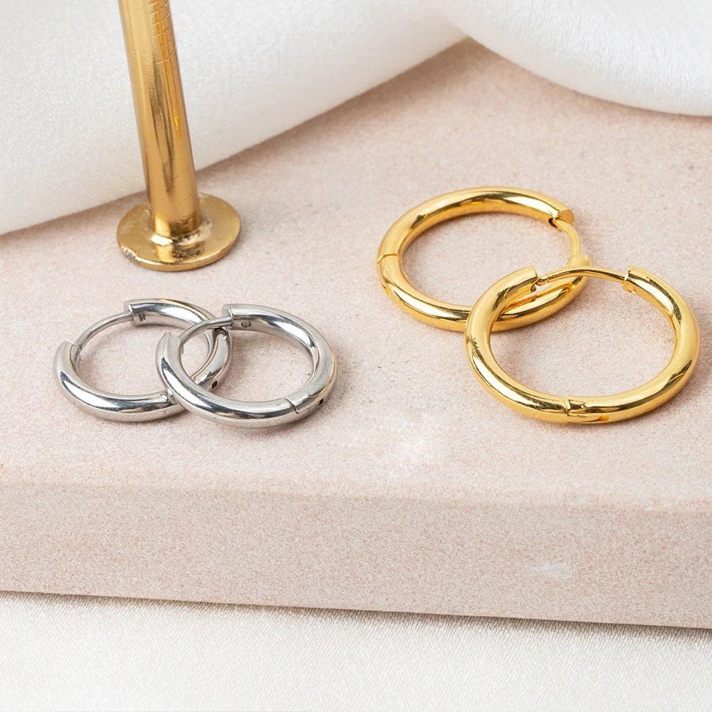 Титановая сталь Корейские минималистичные серьги Круглые серьги Минималистичные серьги-спирали Мужчина