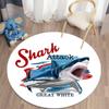 Круглый ковер с принтом акулы Kawaii для гостиной, коврик для кемпинга, пикника, ковер для спальни, фланелевый нескользящий коврик для йоги, подарок