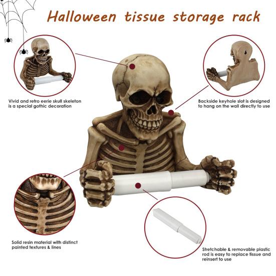 Держатель для туалетной бумаги в виде черепа, настенный, держатель для хранения рулонов туалетной бумаги, смола, фигурка скелета, готический аксессуар для ванной комнаты