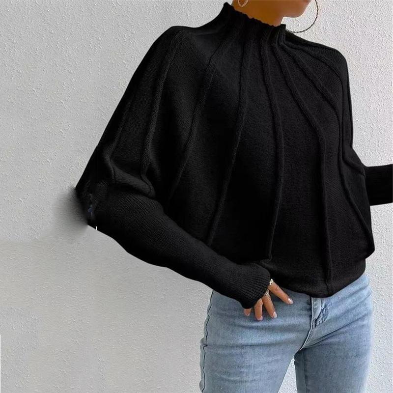 Осень и зима вязаная круглая водолазка свободный свитер женский пуловер джемпер повседневная модная теплая однотонная трикотажная одежда