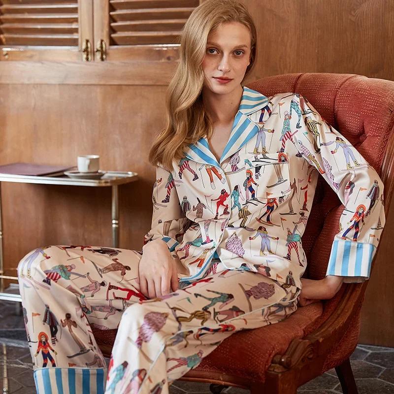 Newlook Модная удобная пижама женская высокого класса Sense Style с лацканами, весенне-летний домашний костюм с длинным рукавом