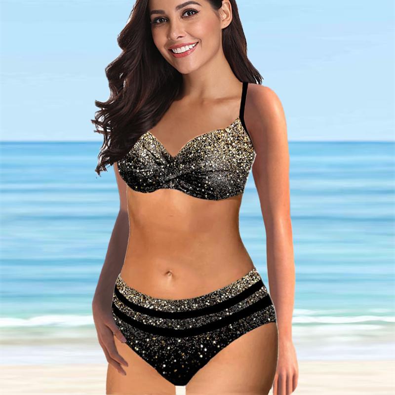 Женский сексуальный купальник-монокини, свободный купальник, винтажный комплект из двух предметов с принтом, купальник, женский купальный костюм, летний пляжный комплект бикини