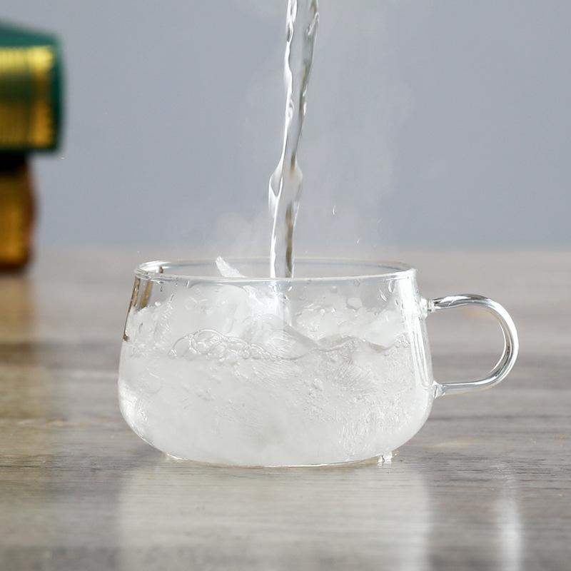 With High Handle Glass Office Borosilicate Household High Temperature Resistant Milk Juice Flower Tea Cup Round Fun Coffee Cup