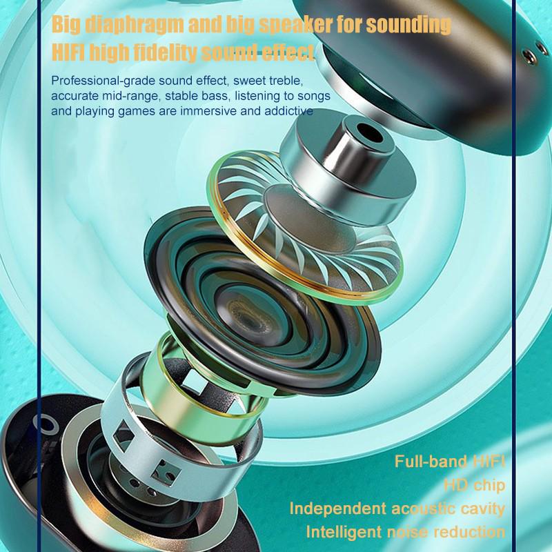 Беспроводные наушники Bluetooth 5.0, сенсорная гарнитура с отпечатками пальцев и легкими наушниками с цифровым дисплеем Aurora