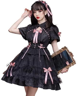 [JIURUN] One Piece Лолита Готический Лолита Костюм Лолита 3D Узор Оборка Панель Соединение Косплей Аниме Бантик Хвост Большой Размер Мори Девушка Милая Лолита