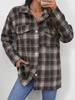 European American Women's Flannel Plaid Casual Loose Shirt Jacket