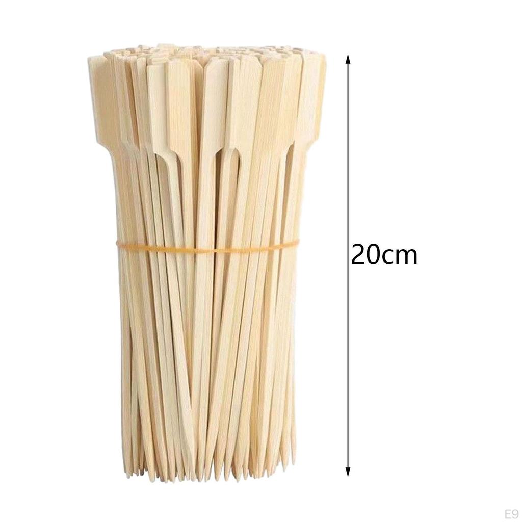 100 Pieces Bamboo Skewers Appetizers BBQ Wooden Paddle Food for Meat
