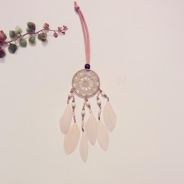 Wind Chime Feather Dream Catcher Pendant - Handcrafted Ornament for Home & Car Decor M291