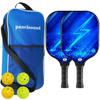 Lightweight Blue Fiberglass Pickleball Paddle Set - Portable and Durable