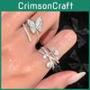 Fashionable Butterfly Design Adjustable Open Ring For Women Elegant Silver Set