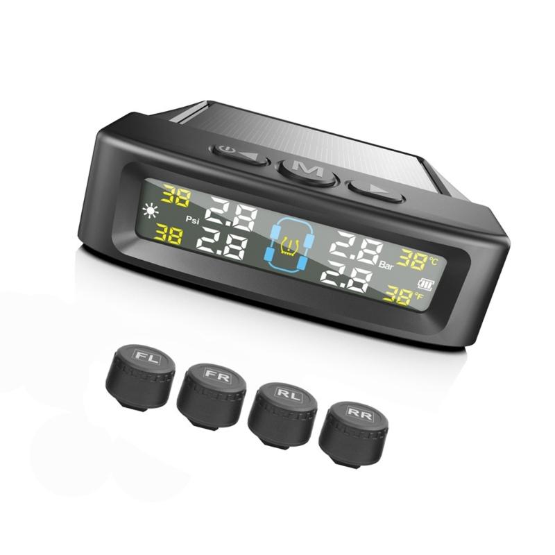 Солнечный USB-питание TPMS Монитор шин автомобиля Датчик давления в шинах Системы охранной сигнализации Цифровой дисплей Давление в шинах