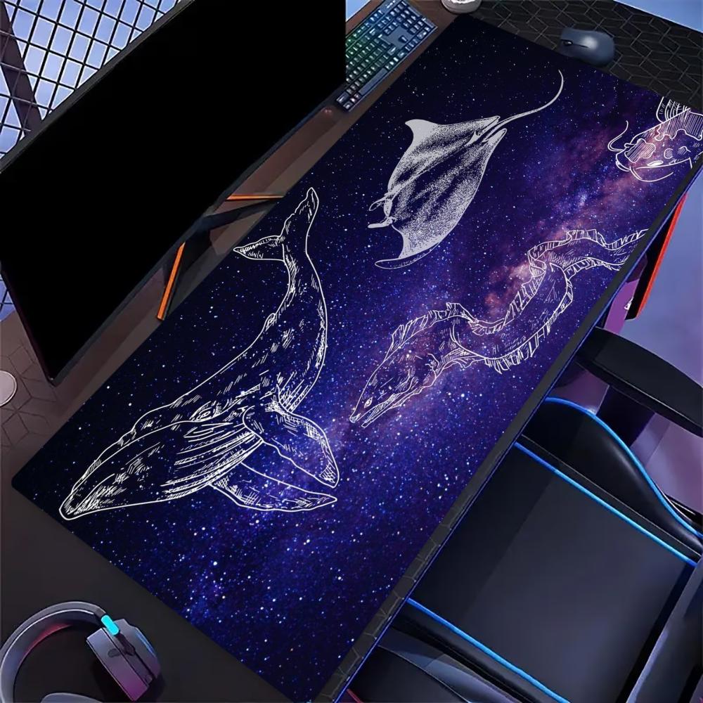 Mousepad Starry Sky Manta Ray Print Anti Slip Rubber Desk Mat Stitched Edge Keyboard Pad For Pc Laptop Gamers Table Decor