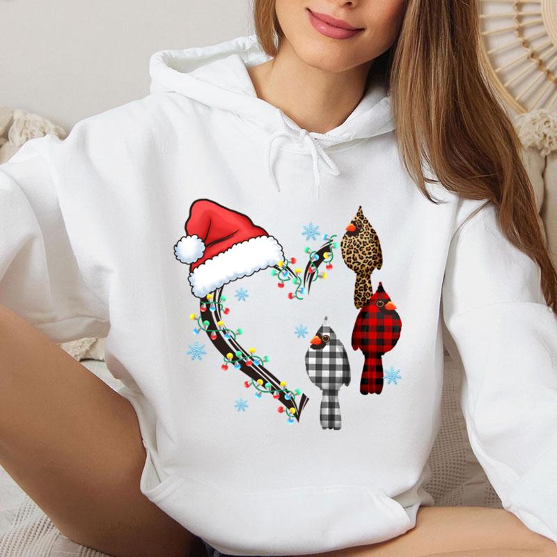 Funny Christmas Heart Lights Graphic Sweatshirt Hoodie Women  Animals Lover Gift For Christmas Santa Hat Heart Hoodies Tops