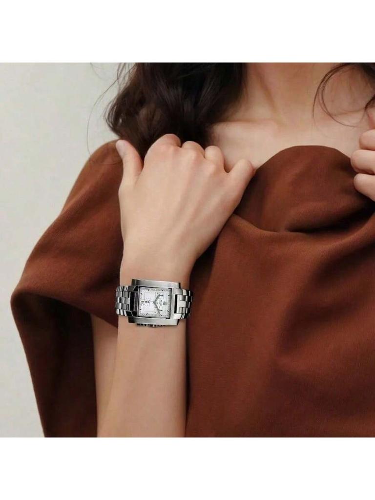 Tissot Унисекс кварцевые часы, швейцарского производства, черный циферблат, корпус и браслет из нержавеющей стали. Модные, простые, универсальные квадратные часы T60.1.587.33
