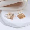 Cute Square Earrings For Women Kinel Rose Gold Color Vintage Jewelry