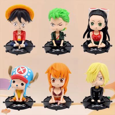 6 шт./комплект Фигурка Аниме One Piece Q-издание Луффи Зоро Нами ПВХ Милый Качающаяся Голова Коллекционная Модель Украшения Детские Игрушки Подарок