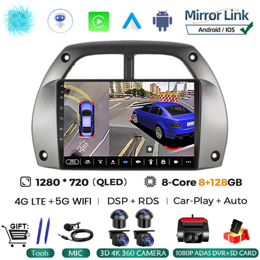Android 14 Car Radio For Toyota RAV4 Rav 4 2001 - 2006 Multimedia Player Carplay QLED Touch Screen Auto Stereo 4G WIFI