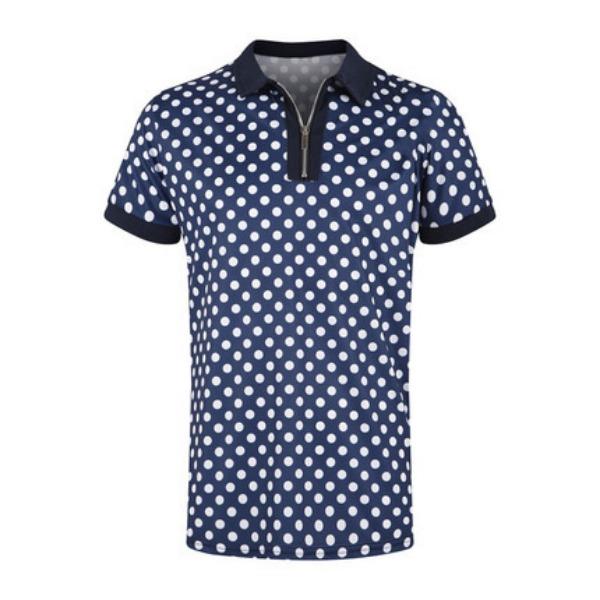 Мужская Распродажа Мужская 3D-принтованная Футболка-поло с коротким рукавом на молнии однотонная