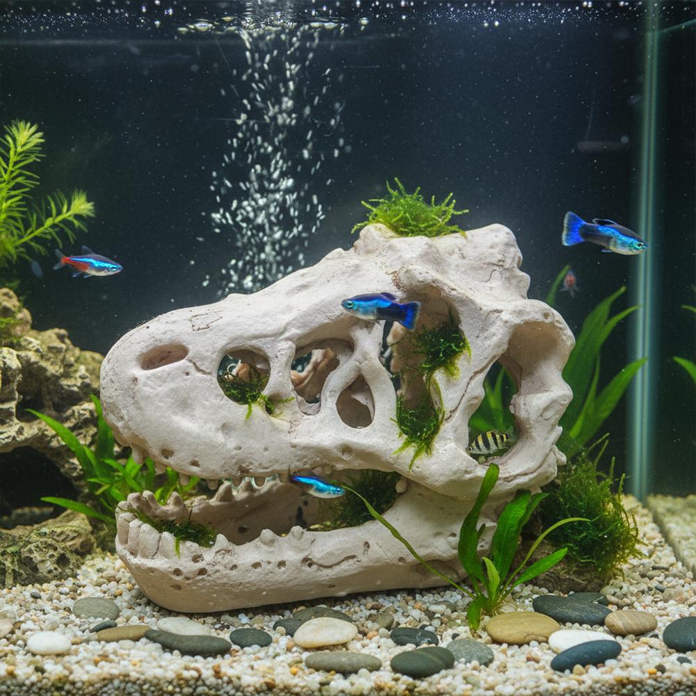 Resin Dinosaur Stone Statue Simulation Mini Crocodile Head Decoration Decorative Props Artificial Decor for Aquarium Landscaping