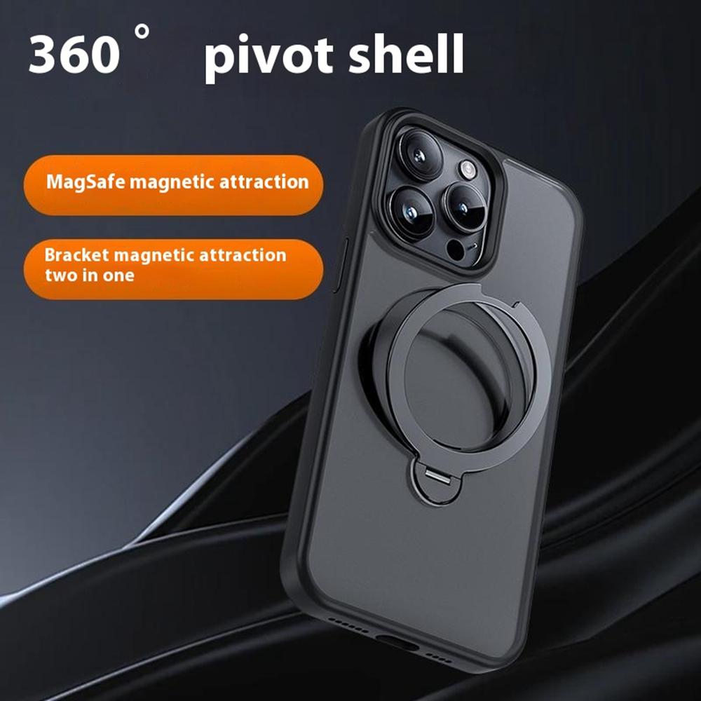 For iPhone 16 Pro Max Magnetic Case Rotating Kickstand TPU + PC Phone Back Cover