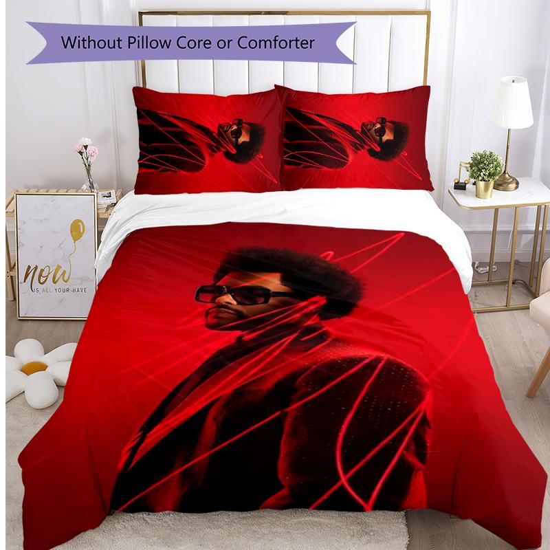 The Weeknd Printed 3PCS Bedding Set Soft Breathable Duvet Cover Pillowcases Set Washable Bedroom Decor Home Gift