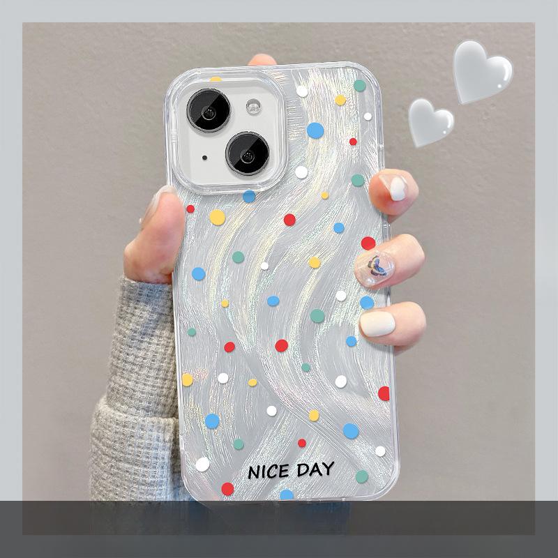 Подходит для Apple 15 Чехол для мобильного телефона Iphone14promax Цветной горошек Подставка 13 Перьевая пряжа 12 Высококачественное большое отверстие