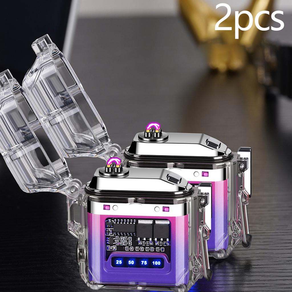 2025 New Transparent Shell Double Arc USB Electronic Lighter TYPE-C Fast Charge COB Lighting Plasma Lighter Electric Waterproof