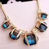 Fashion Women Crystal Pendant Golden Chain Choker Beauty Statement Bib Necklace