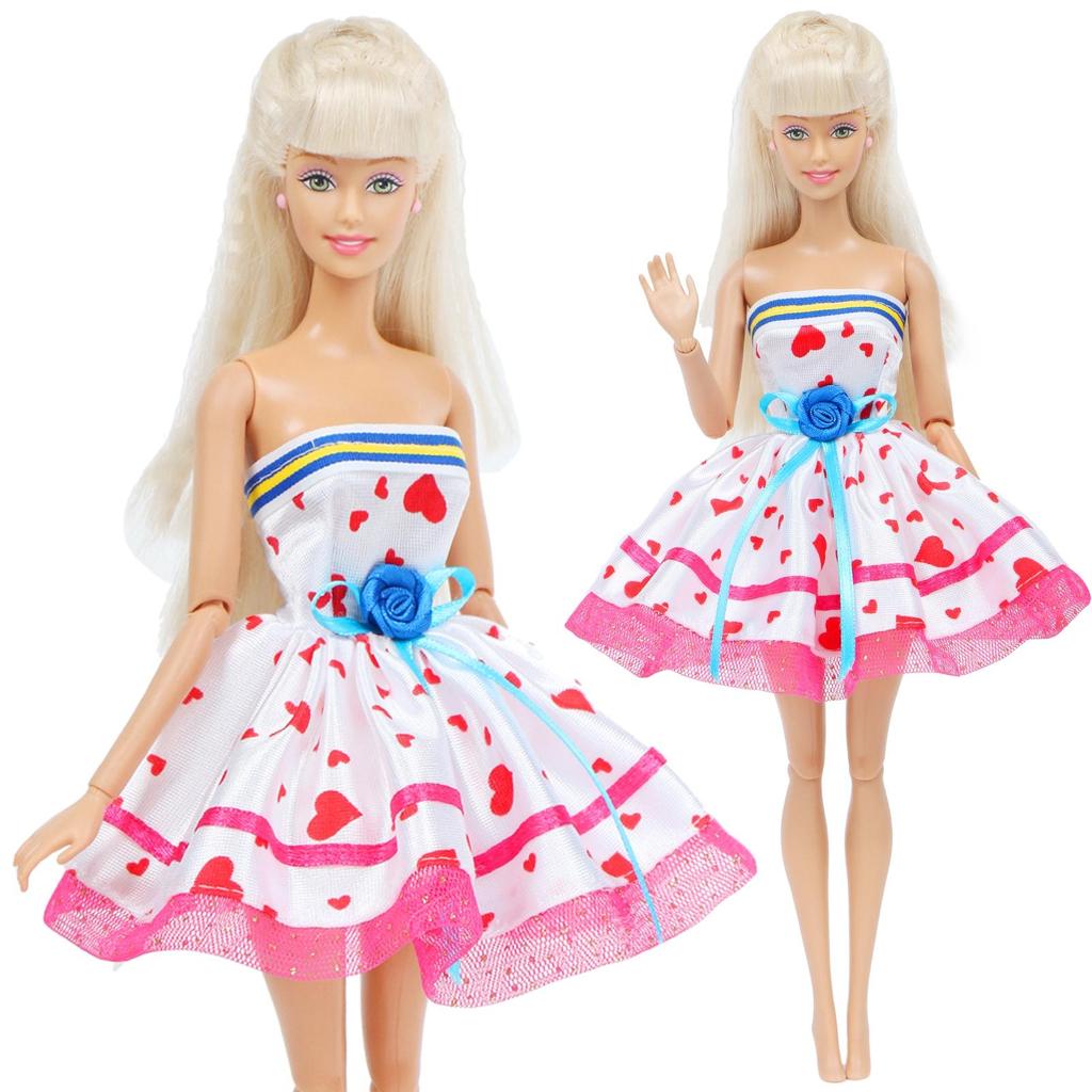 5 Girlish Outfits for 30cm Dolls Floral Dress Flower Shorts Tops Pink Clothes for 1/6 11.5 Inch Doll Gift Set for Girl Toy