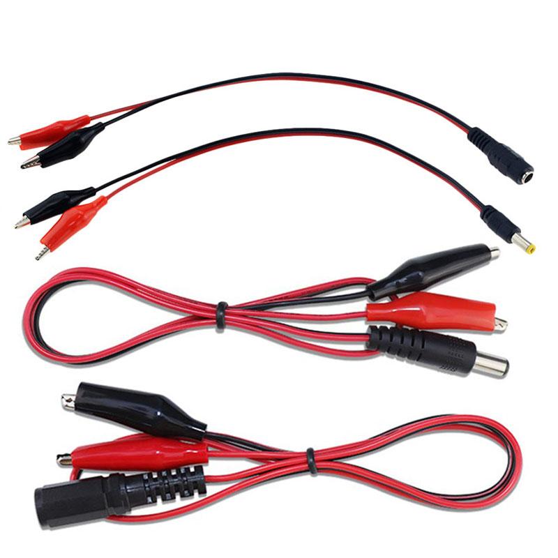 2 зажима типа «крокодил» к 1 штекерному разъему питания постоянного тока с разъемом-адаптером, провод постоянного тока 5,5*2,1 мм, зажимы «крокодил», тестовые провода