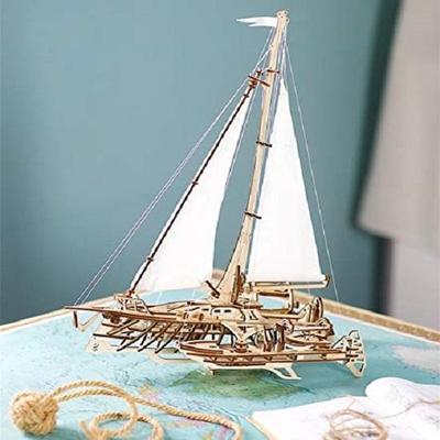Тримаран Мерихобус 3D Модель корабля Модель старинного корабля 3D Деревянные пазлы для взрослых Наука о лодках STEM-обучение STEM-проекты для детей