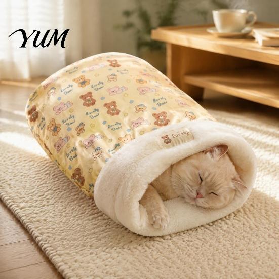 Cozy Cat Bed for Indoor Use Plush Sleeping Bag, Soft Pet Cave Bed, Fluffy Warm Bag Furry Companions Puppy Sack, Washable Snuggle Pouch Kittens