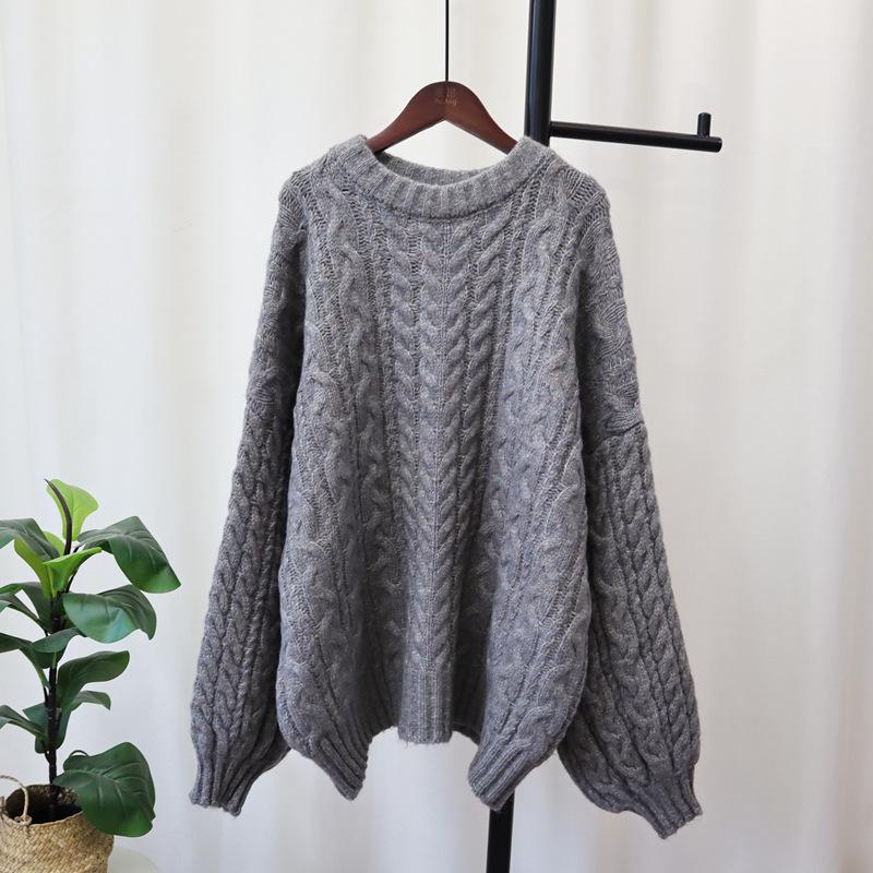 Вязаный свитер топ женский осенне-зимний новый свободный мягкий восковой ретро свитер с косами пуловер в стиле кэжуал