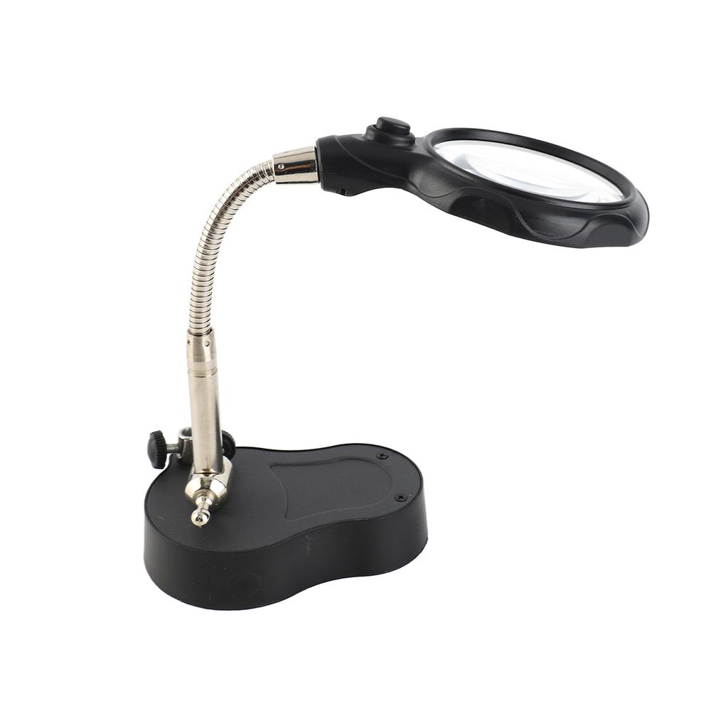 LED Magnifying Magnifier Glass with Light On Stand Clamp Arm for Jewellery Making Black