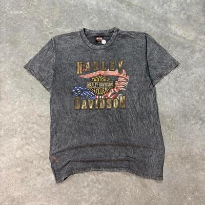 Черно-серая хлопковая футболка Harley Davidson #bikerstyle Унисекс Футболка