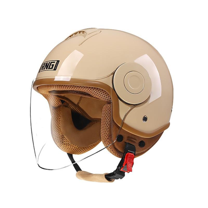 Retro 3/4 Motorcycle Helmet Men Women ABS Full Face Open Scooter With Clear Tinted Mirror Lens